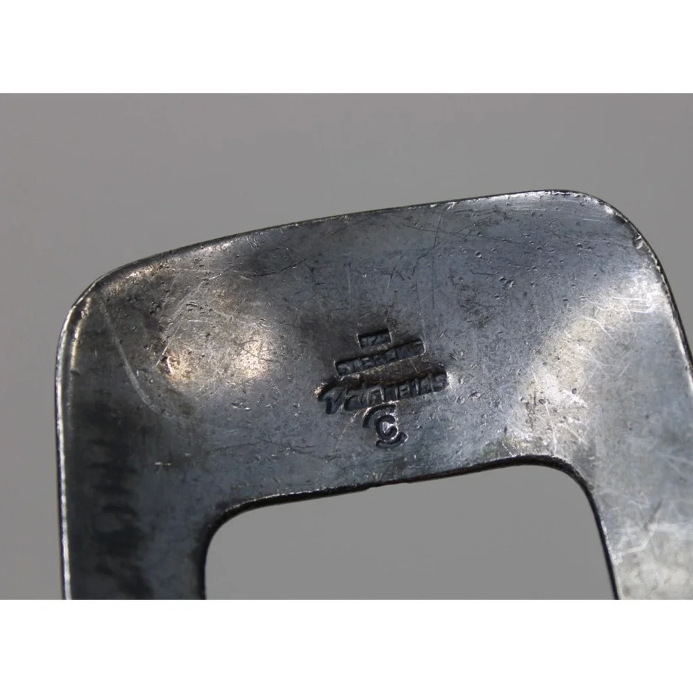 Vintage PAT AREIAS 925 Sterling Silver Signed Modernist Heavy Buckle Set Size 28